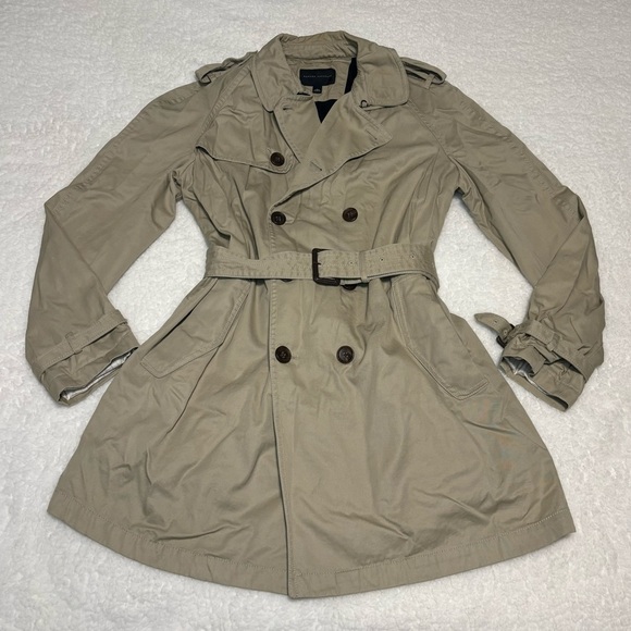 Banana Republic Women Golden Beige Water Resistant Short Trech Coat - Picture 1 of 12